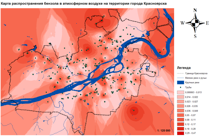 Геоинформационный анализ распространения загрязнений в атмосферном воздухе города Красноярска